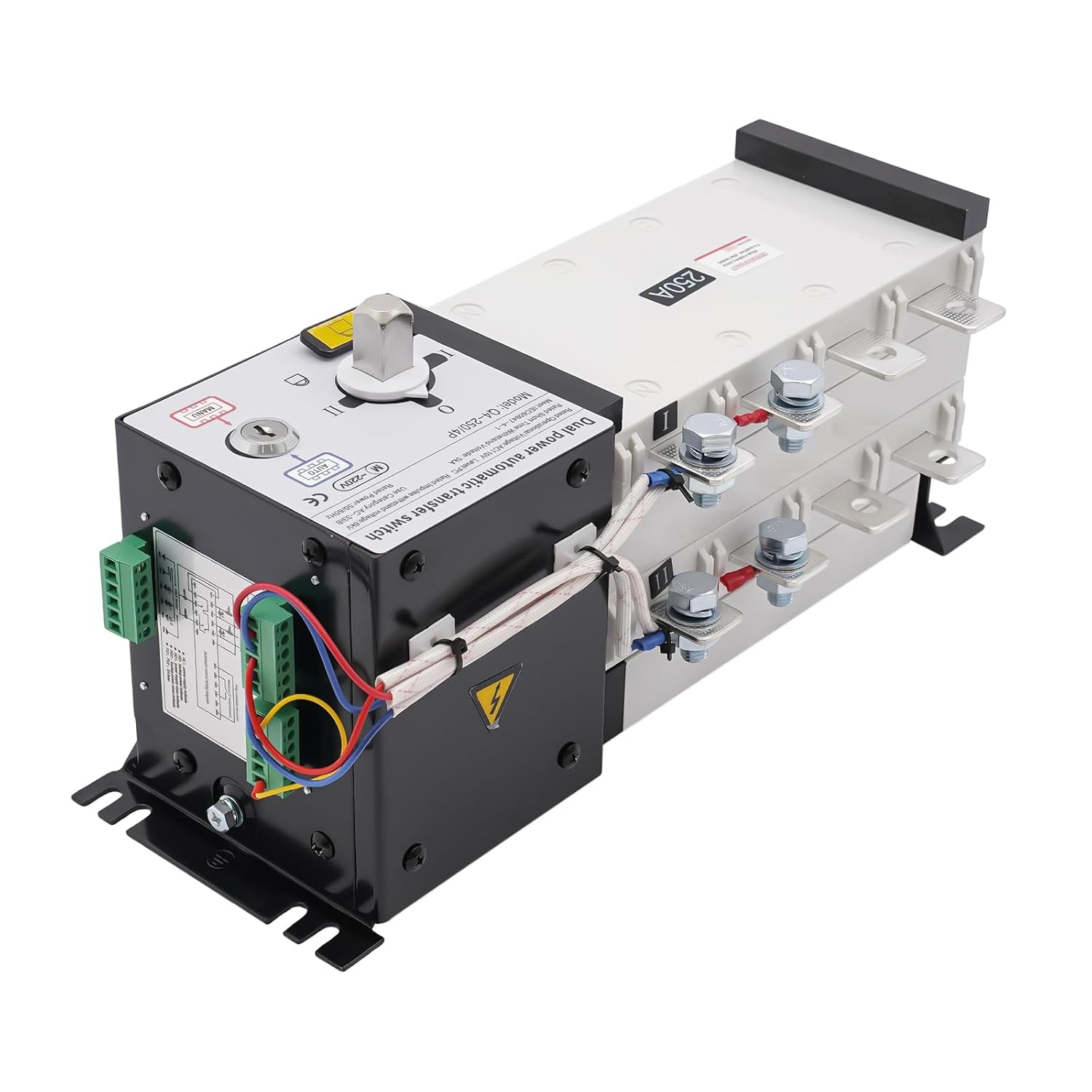 63A 110V Dual Power Automatic Transfer Switch Manual Transfer Switch 50/60Hz Din Rail Mounted Mini ATS 2/3/4P 63/32A for Hone Generator and Backup Power RV (4P 250A)
