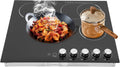 4 Burner Electric Cooktop, 23 Inch Portable Stove Cooktop with LED Display, 110V Electric Stove Top Firepower Gears Adjustable for Kitchen Hotel Restaurant (No Plug)