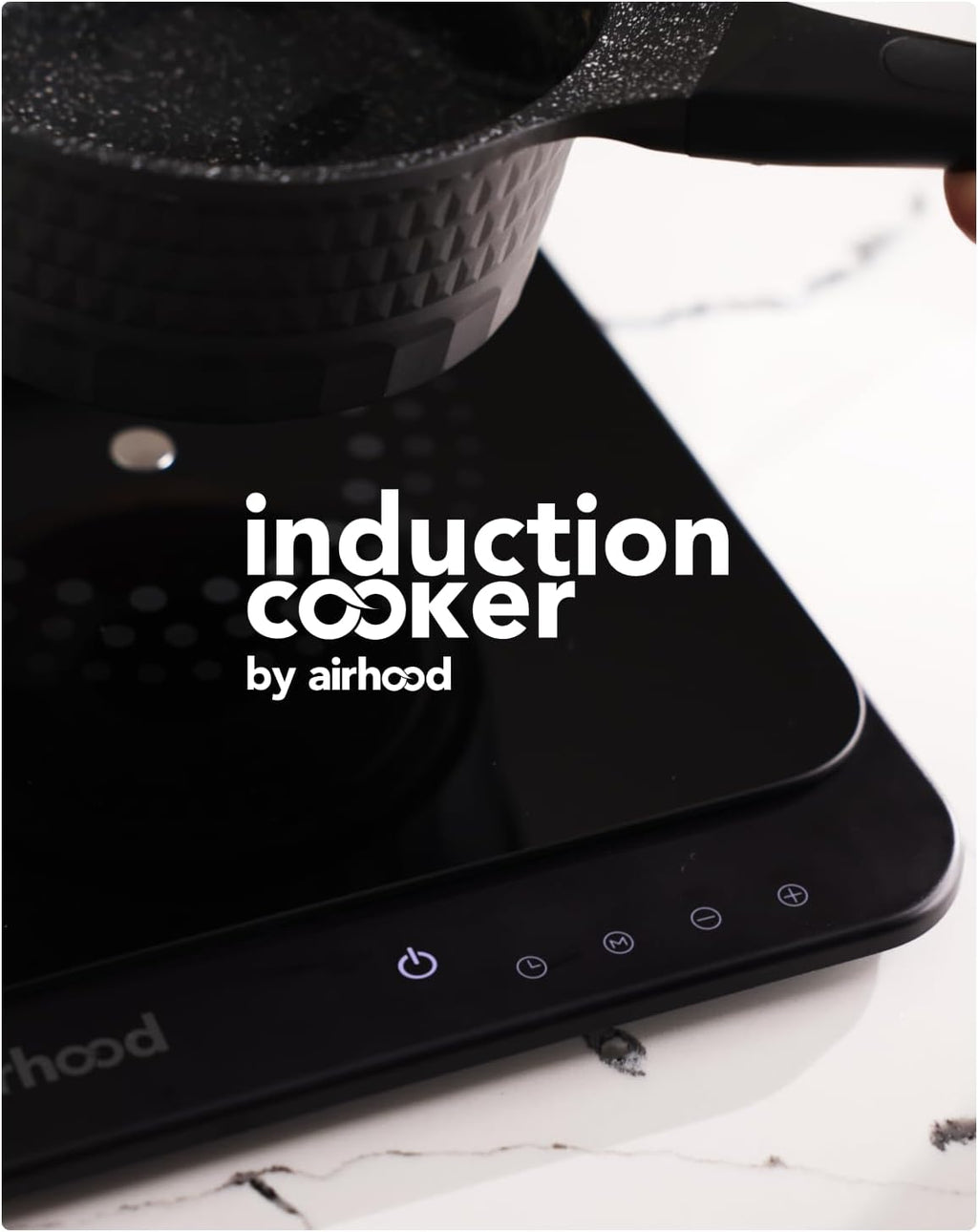 AirHood Ultra-Slim Induction Cooker | Countertop Hot Plate with Precision Sensors for 10 Temperature Modes | Eco-Friendly Compact Kitchen Appliance