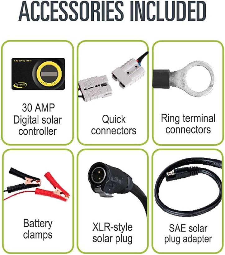 GoPower DuraLite 100-Watt Solar Panel with 30-Amp PWM Charge Controller, Foldable, High-Efficiency Monocrystalline Cells, Expandable to 300-Watt, Ideal for Camping, RVs, Campers, ATVs, Boats - Black