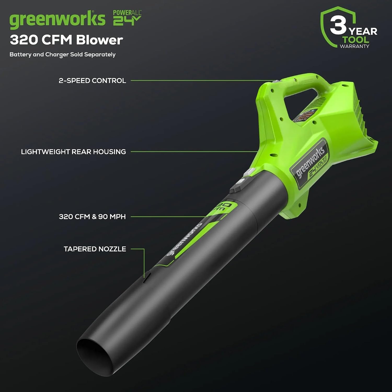 Greenworks 48V (24V x 2) 20' Cordless Battery Mower & 320 CFM Blower Combo Kit - Perfect for Home Yard Lawn Care, Fall Leaf Cleanup & Garden Maintenance - Includes (4) 4.0Ah Batteries & (1) Charger
