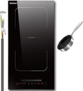 Karinear 12 Inch Induction Cooktop 2 Burners, Built-in Induction Stovetop with Flex Zone,Child Safety Lock, Timer, Pause, Slider Control Black Glass Electric Cooktop 220V 3500W(come with a pot)