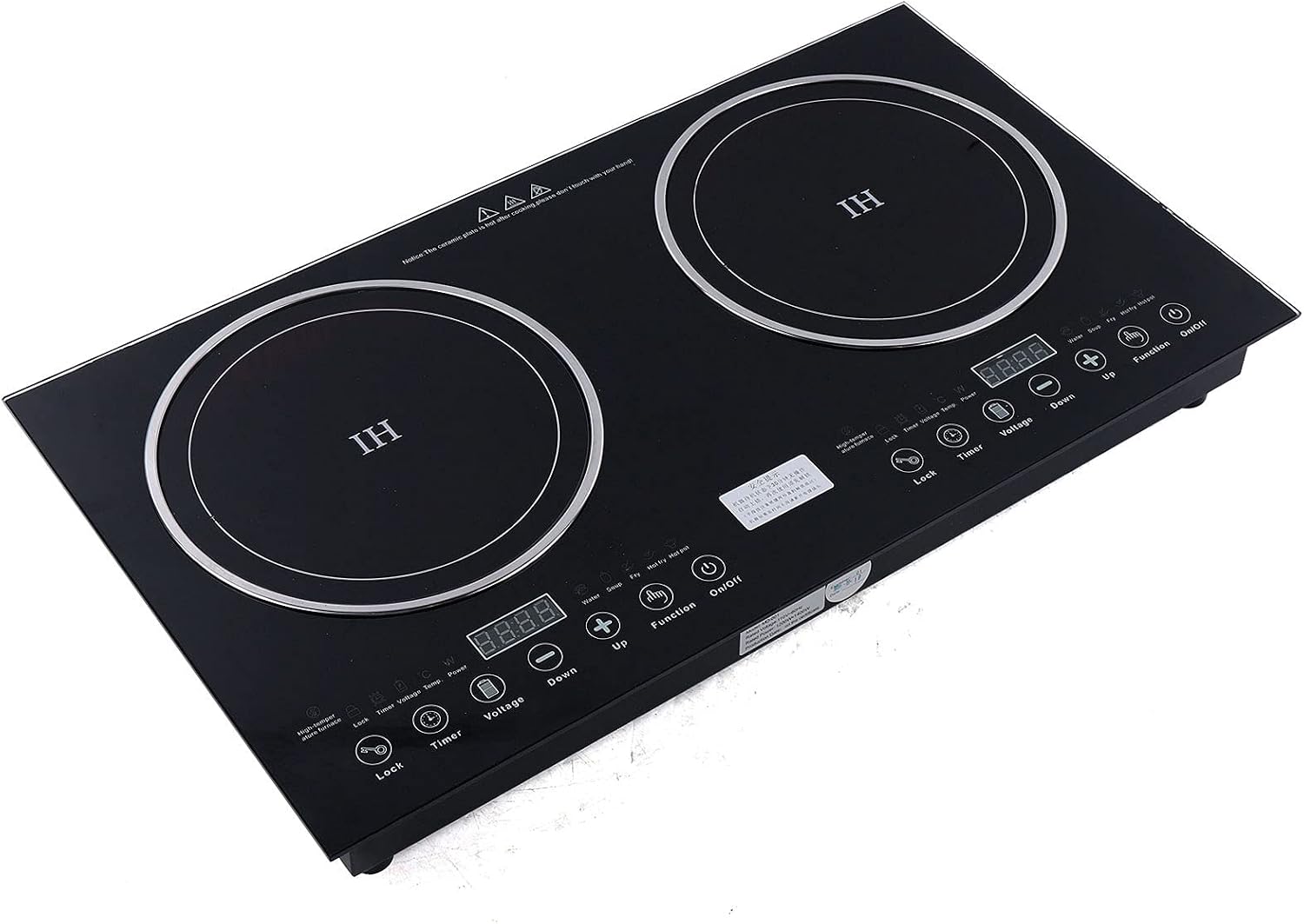 Electric Ceramic Cooktop, Electric Induction Cooktop, 2 Burners Built-in Electric Stove Top with Timer, Adjustable Temperature, Child Safety Lock, 8 Heating Level, 110V 2600W