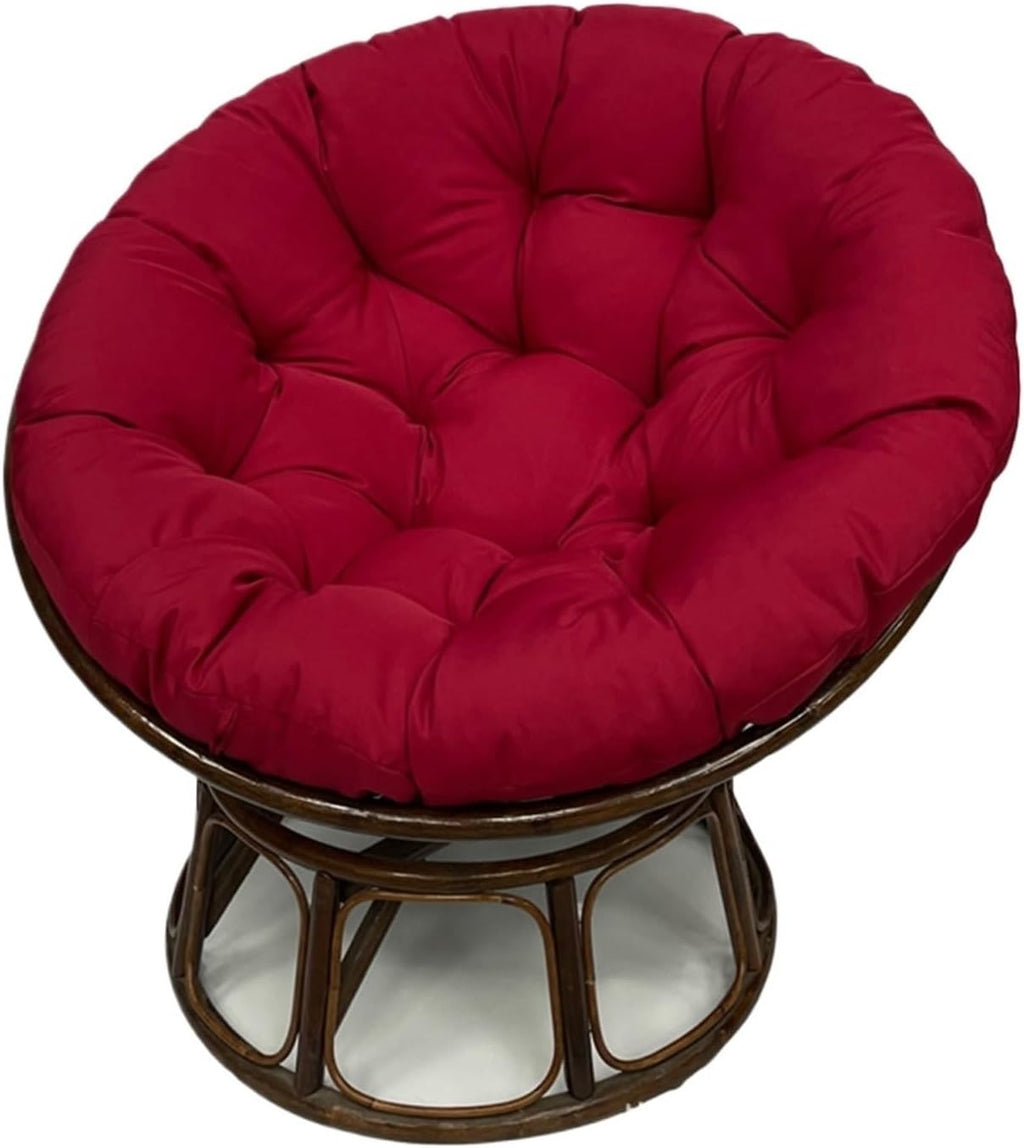 Papasan Polyester Cushion, Waterproof, Round Moon Chair Cushion, Tufted Thick Saucer Chair Cushion for Living Room Hanging Egg Chair(Wine red,67 * 48 in)