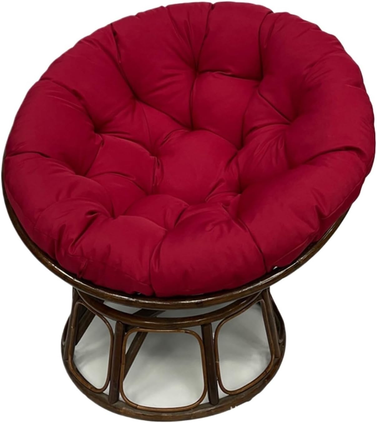 Papasan Polyester Cushion, Waterproof, Round Moon Chair Cushion, Tufted Thick Saucer Chair Cushion for Living Room Hanging Egg Chair(Wine red,67 * 48 in)
