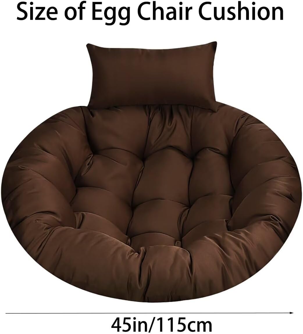 Generic Egg Chair Cushion Replacement, Round Hanging Basket Rocking Chair Cushion with Headrest, Indoor Outdoor Porch Backyard Patio Hammock Swing Replacement Cushion, Light Purple, 45 x 45 Inches
