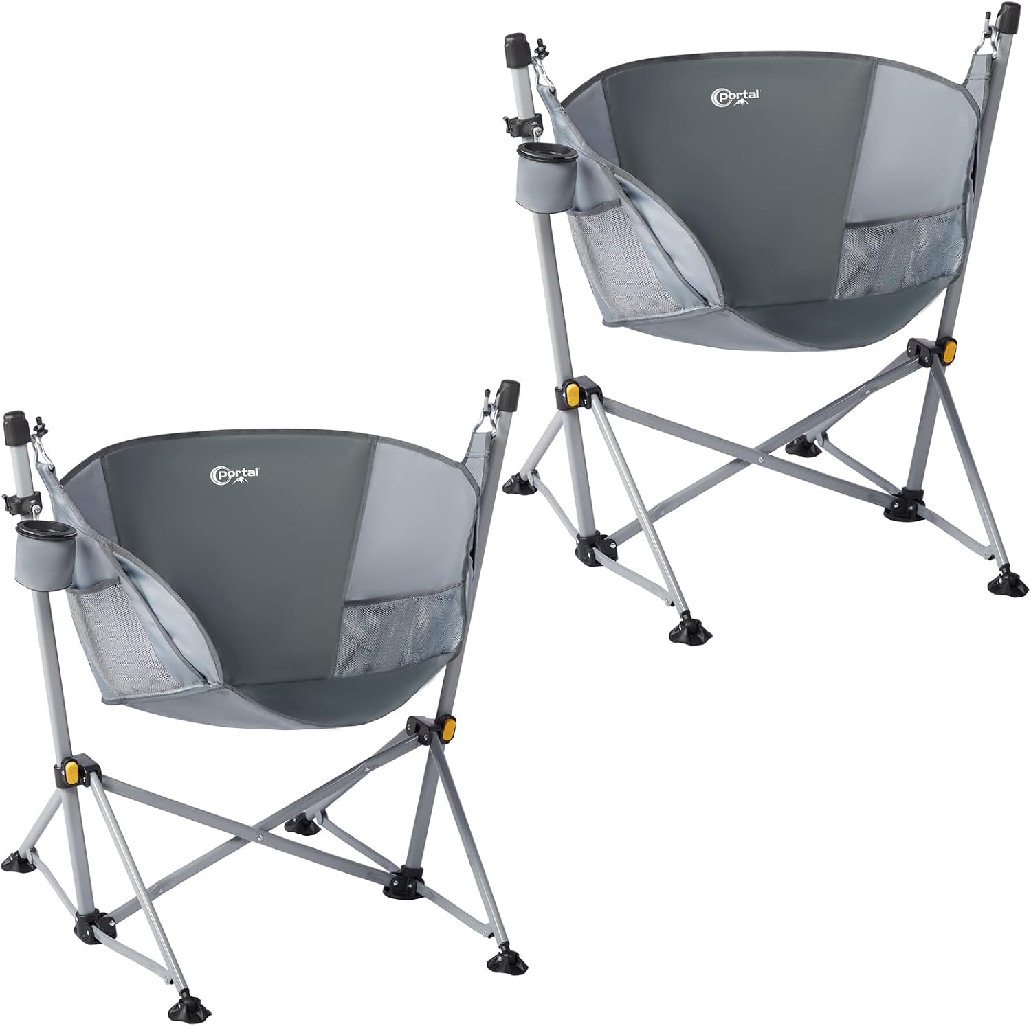 Portal Large Hammock Camping Chair Folding Rocking Chairs Portable Swinging Chair Wide Seat for Outdoor Lawn Patio Garden,Support 350 lbs, Grey, 2 Pack