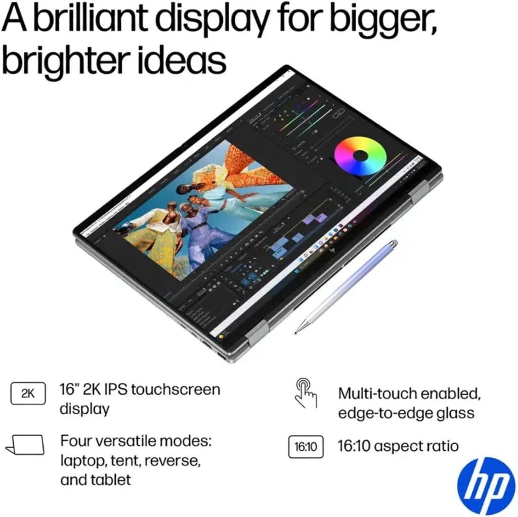 HP OmniBook X Flip 16' 2-in-1 Laptop - Copilot+ AI PC, AMD Ryzen AI 7 350, 24GB RAM, 1TB SSD, WUXGA Touchscreen (400 nits), Up to 21Hours, Win11,WiFi 6E, BT 5.3, Envy X360 W/Mouse