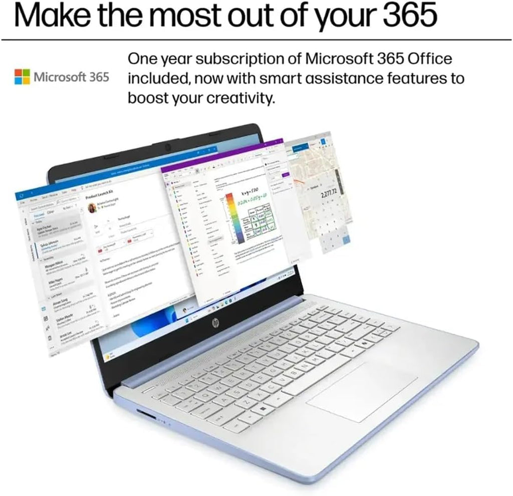 HP 14 Ultra-Light Laptop for Student & Home (14' LED, 1-Year Office 365, Intel 4-Core N150 (>N4120), 4GB RAM, 256GB Storage (128GB+128GB SD)), 11-Hr Long Battery Life, Webcam, Fast Charge, Win 11 S