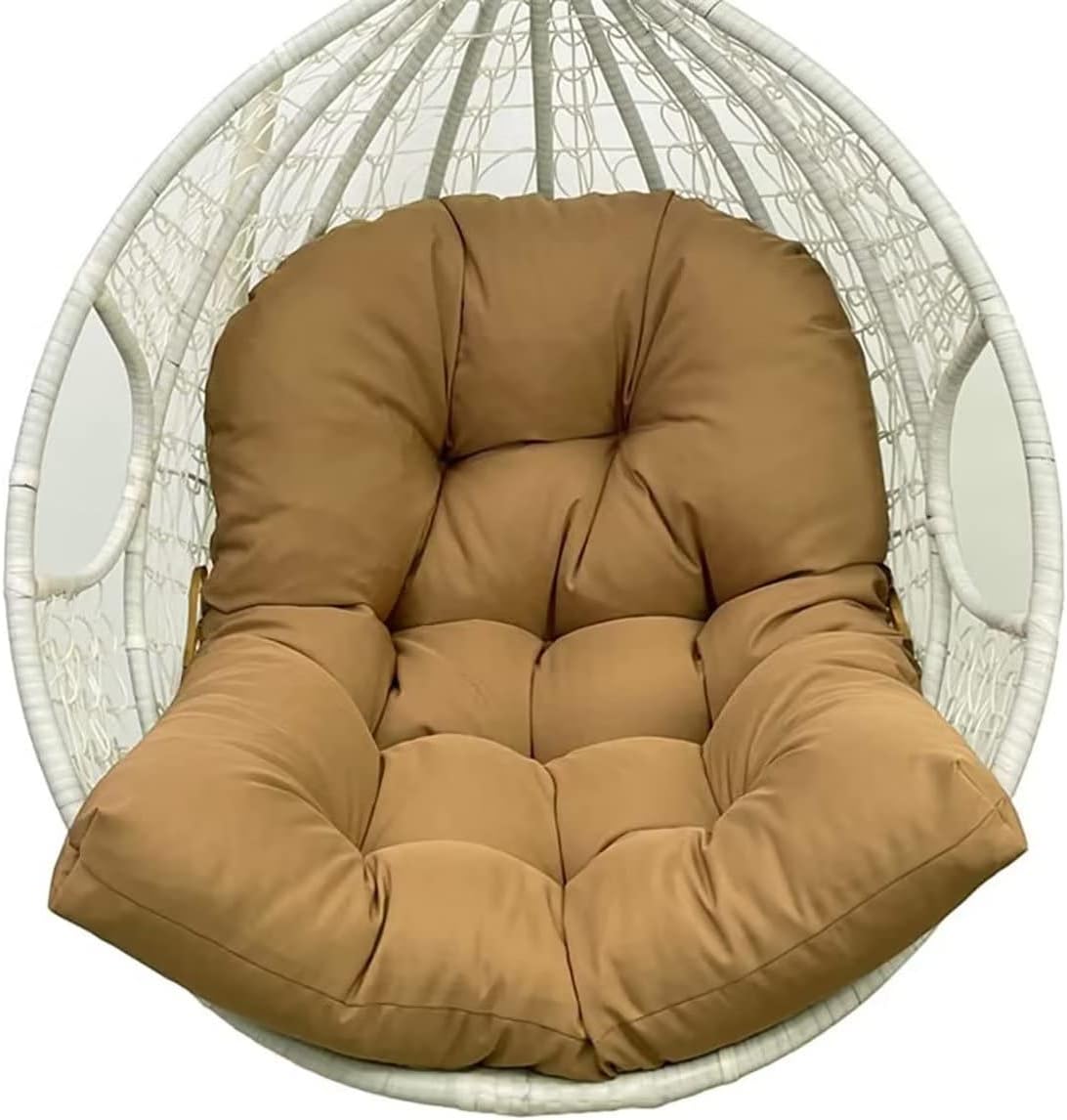 Hanging Basket Chair Cushion Egg Cushion Replacement Indoor Outdoor Waterproof Hammock Cushion Thick Nest Back Chair Cushion Patio Garden Swing Seat Pad (Light Coffee)