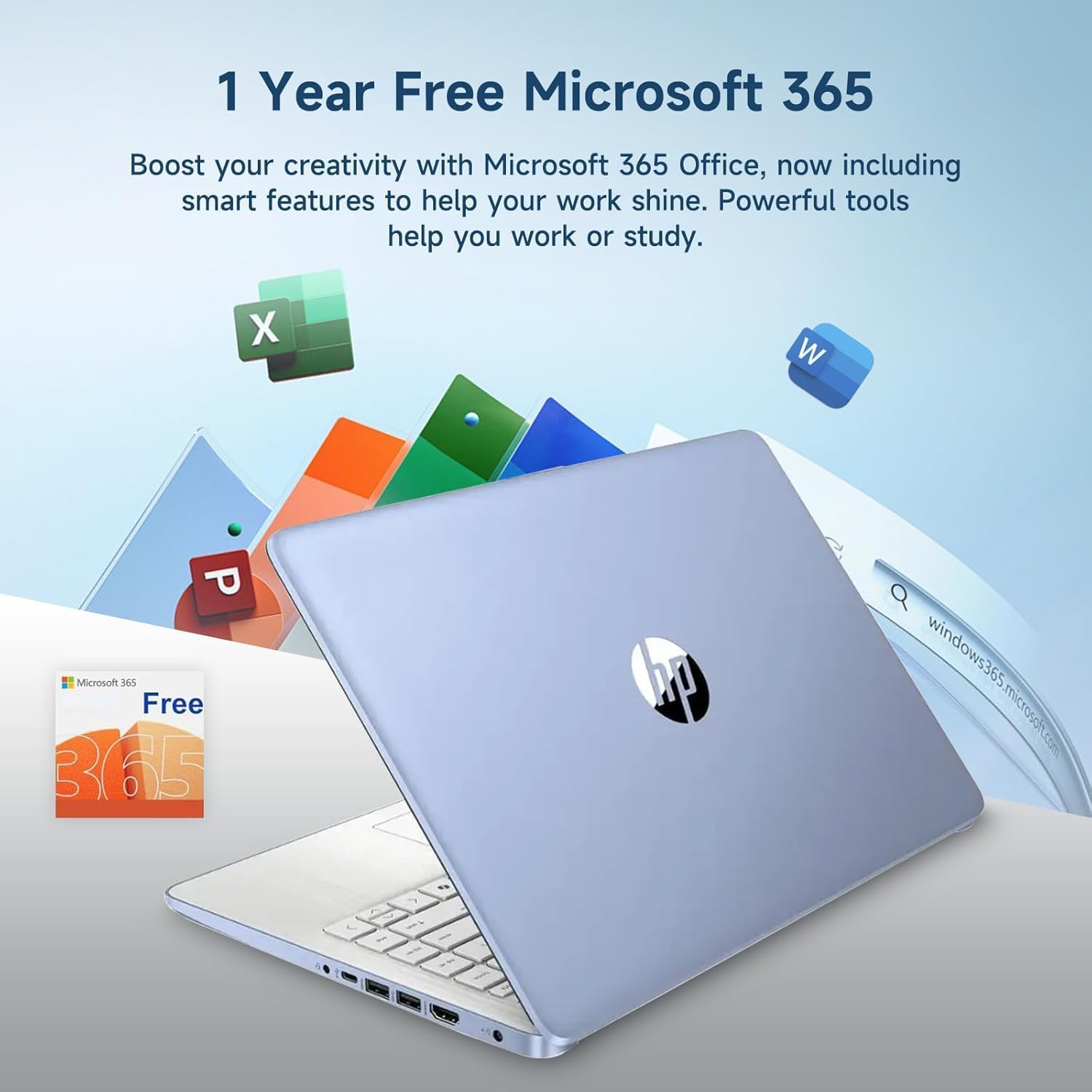 HP 14' Laptop Computer, Quad-Core (Beat i3), 16GB RAM 256GB Storage (128GB UFS+128GB SD Card), Wi-Fi 6 Win11 Laptops for Business and Student with 1-Year Office 365 W/GM Accessories