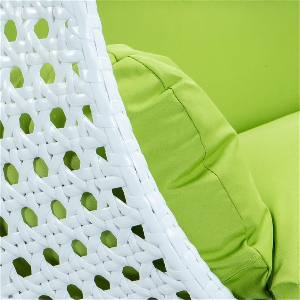 LeisureMod 2 Person Hanging Egg Chair, Indoor Outdoor Patio Lounge Swing with White Stand & UV-Resistant Cushions, Hammock Chair for Bedroom & Garden, Light Green