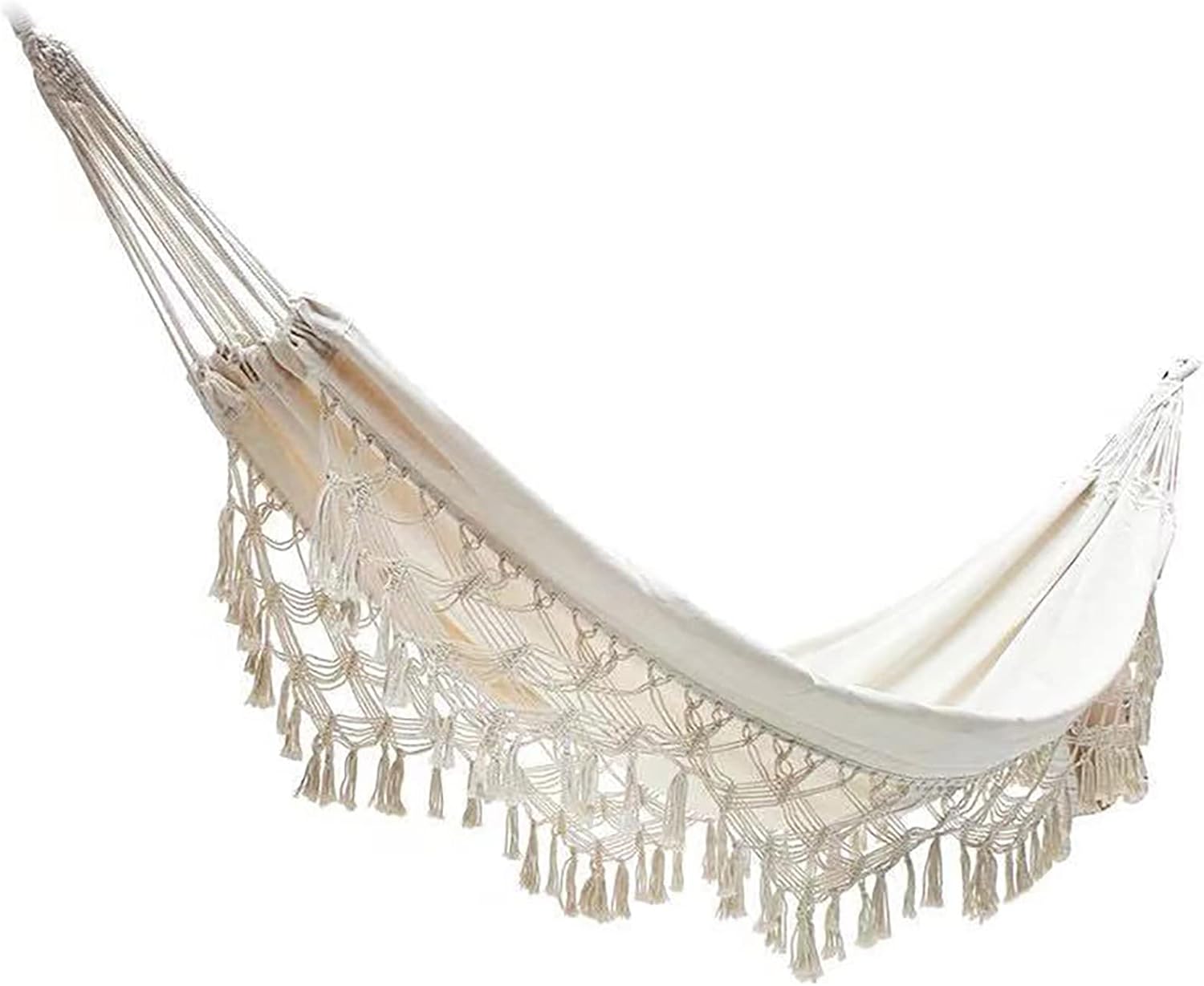 Double Hammock, Bohemian Style Tassel Rocking Chair, 250 Kg Load-Bearing Hammock, Indoor and Outdoor Hanging Swing, Portable Machine Washable Hammock