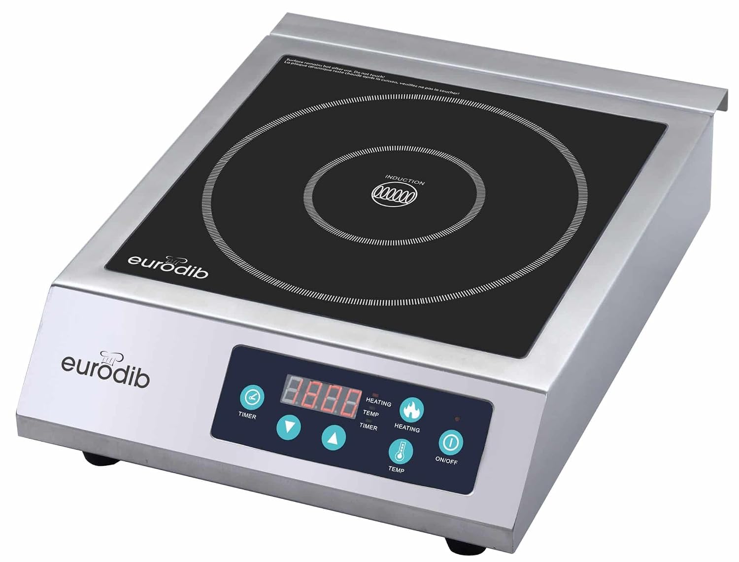 Eurodib CI1800 Induction Cooktop 1800W NSF Certified Commercial Burner – Pro Chef Countertop Hot Plate – Vitroceramic Glass – Touch Controls – 10' Cookware Compatible – Timer & Safety Shut-Off