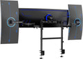 VIVO Clamp-on Dual Pole Triple Monitor Desk Mount for 1 Center Utrawide up to 49 inches and 59.4 lbs, 2 Side Screens up to 38 inches and 17.6 lbs, Low Profile Adjustable Stand, Black, STAND-V300CU
