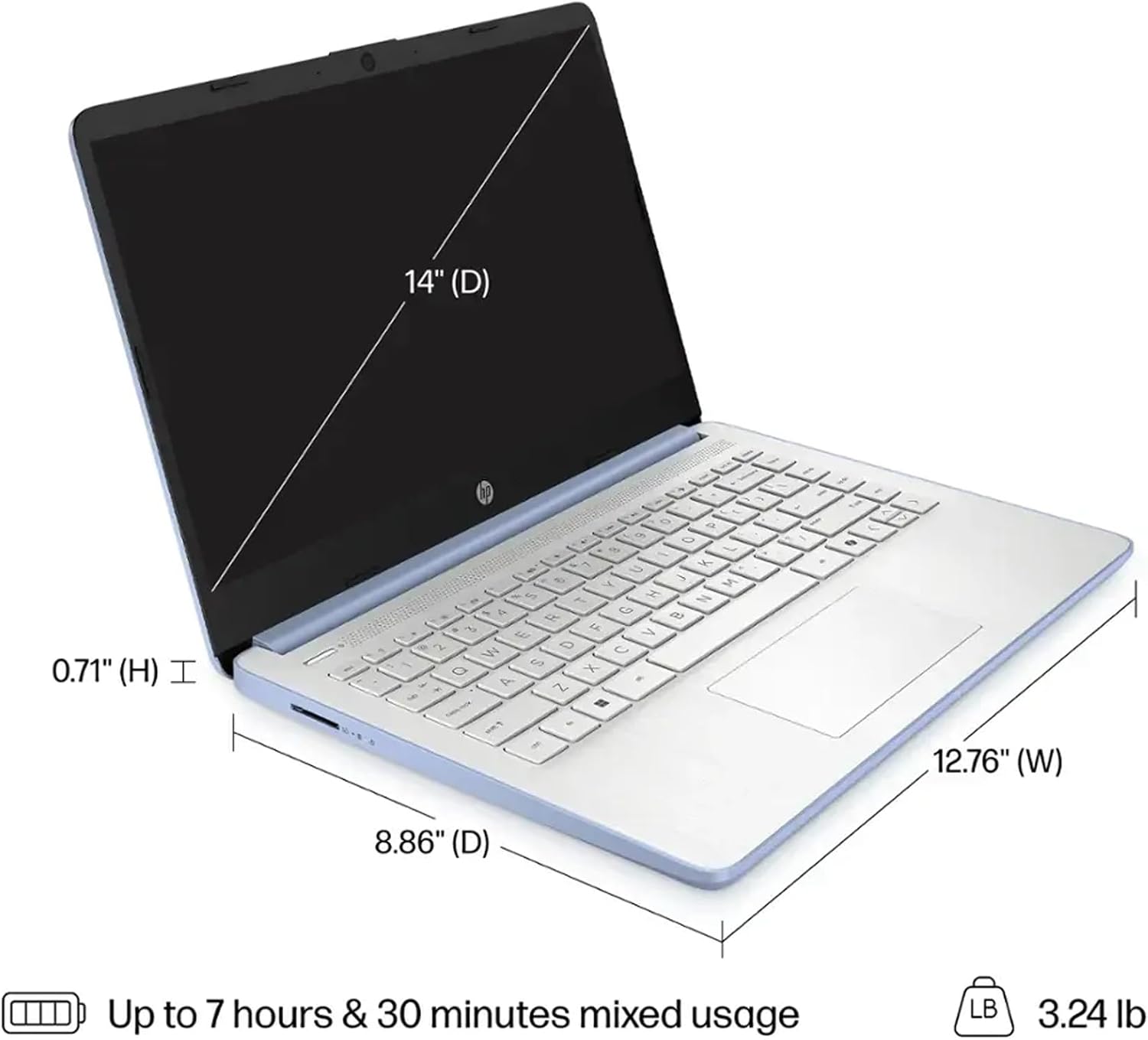 HP Laptop with Microsoft Office and 1TB Cloud Storage (1-Year) | 14 inch HD Computer | 16GB RAM | 128GB UFS | Intel 4-Core CPU(Beat i3-10110U) | Webcam | USB-C | Windows 11 Home in S Mode | LE Bundle