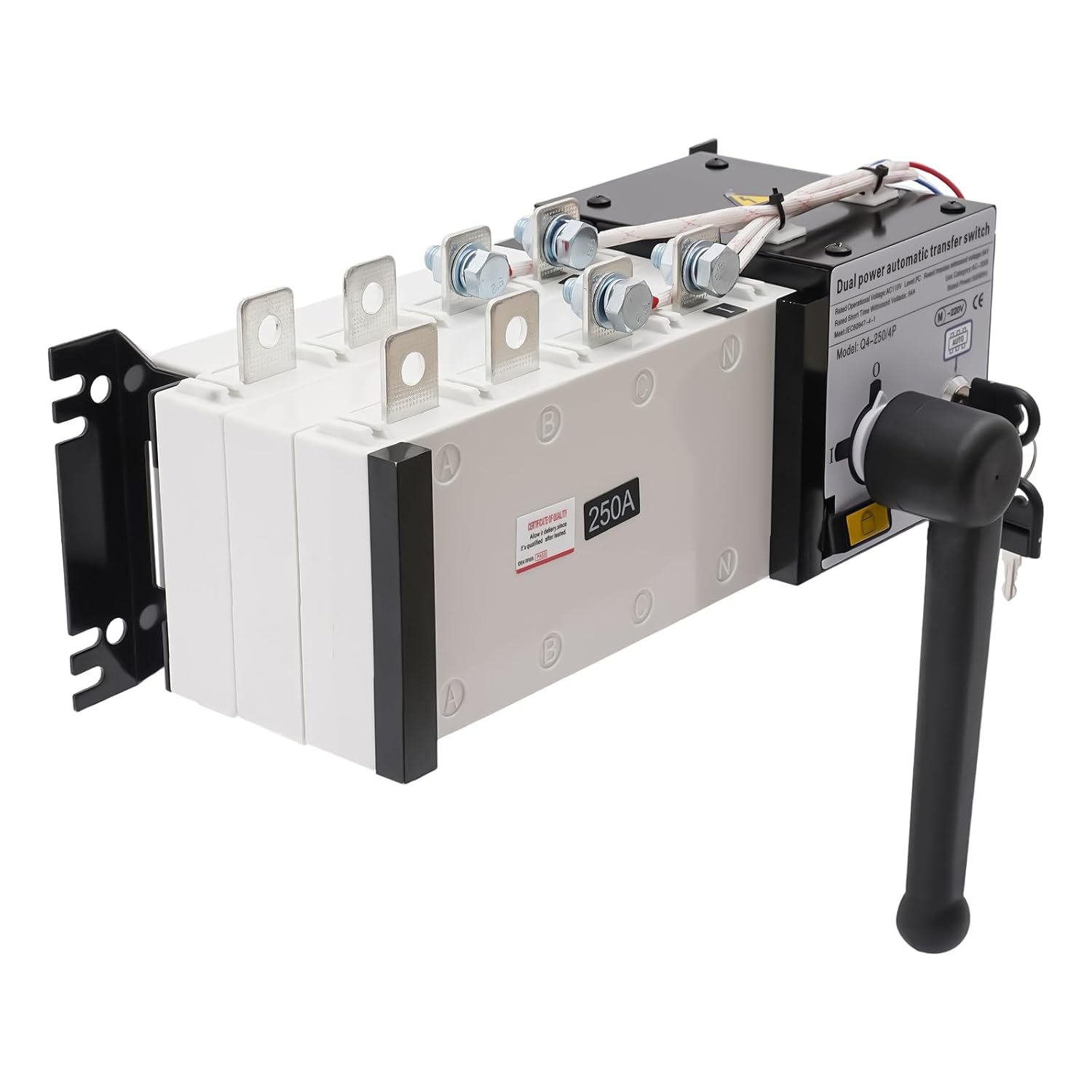 Dual Power Automatic Transfer Switch 4P 250A ATS Dual Power Generator Changeover Switch 110V Mini Electrical Selector Switches