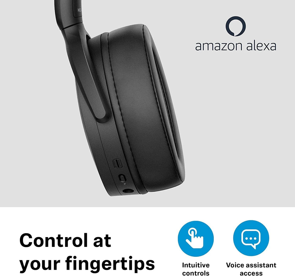 Sennheiser HD 450SE Black Bluetooth 5.0 Wireless Headphone with Alexa Built-in - Active Noise Cancellation, 30-Hour Battery Life, USB-C Fast Charging, Foldable - Black