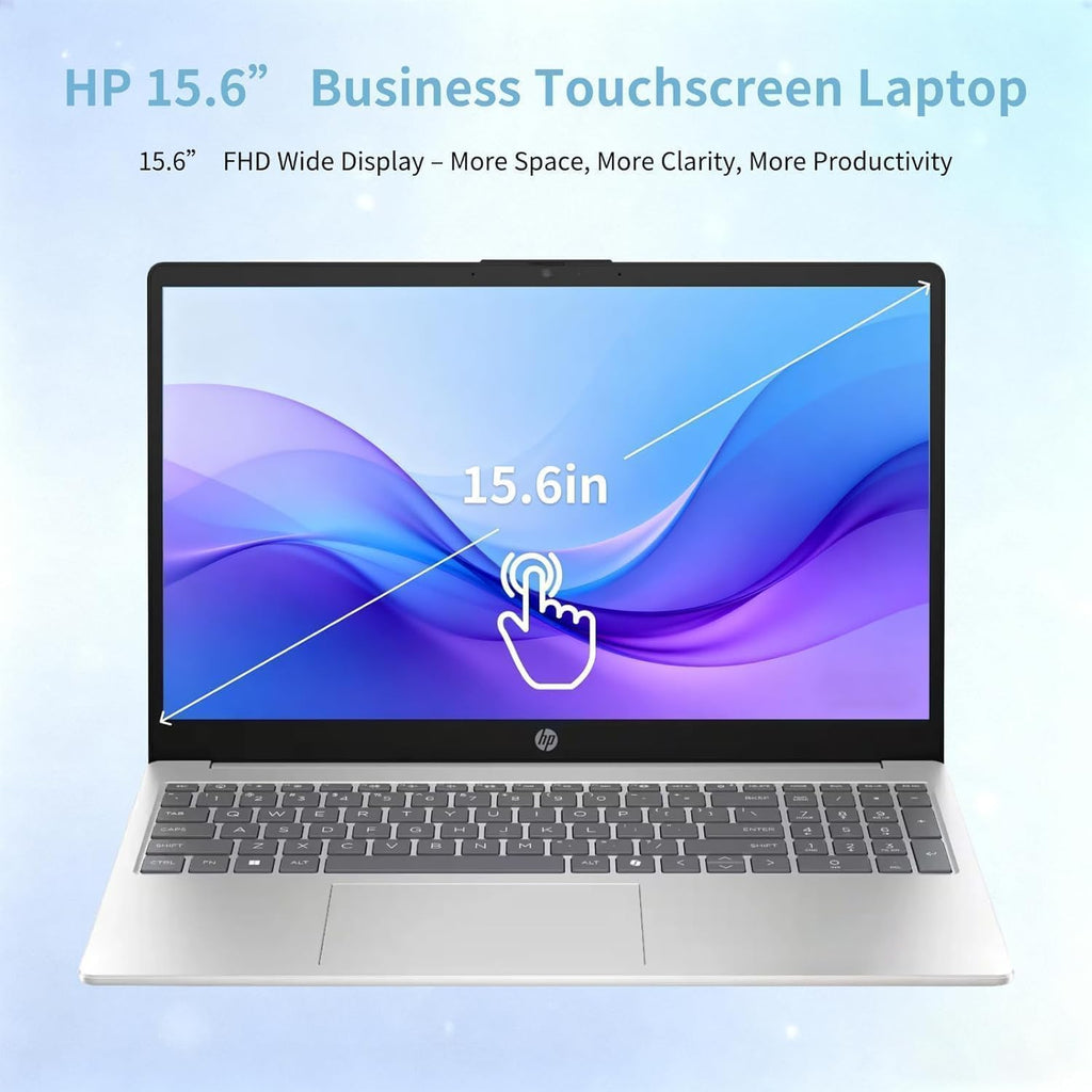 HP 15.6inch Touchscreen Laptop Computer - Intel 13th Generation Core i7-1355U(10-core), 1920 x 1080 Full HD, 300 nits, Wi-Fi6, Bluetooth, Windows 11 Pro for Business, Student(64GB RAM | 4TB SSD)