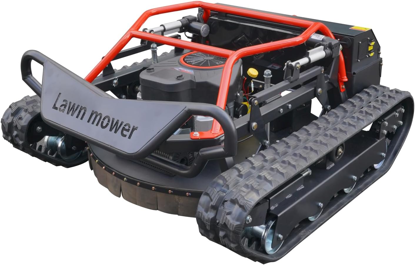 Remote-Controlled Robotic Lawnmower, Featuring a 27hp High-Power Twin-Cylinder Engine and a 48v Brushless Motor. All-Terrain Off-Road Lawnmower with a Mowing Width of up to 35.43 Inches