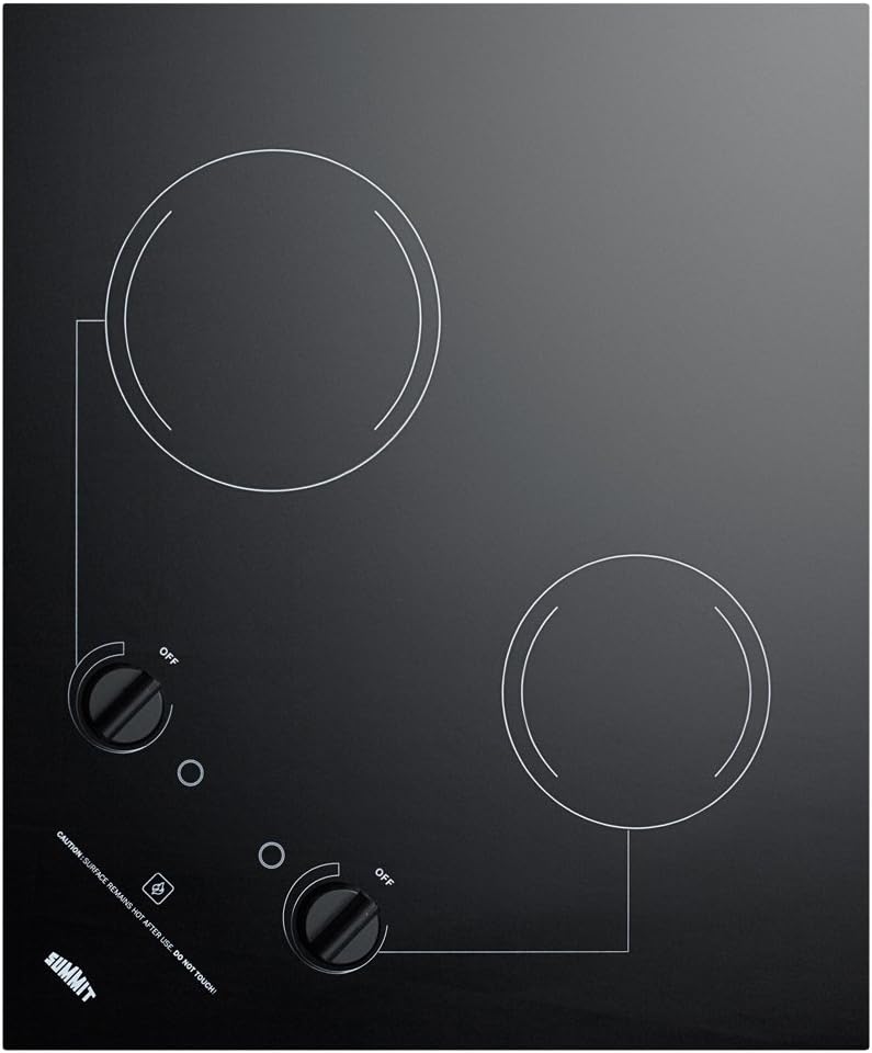 Summit 21' 2 Burner Electric Cooktop. 115 Volt Radiant Cooktop, ADA Compliant, Black - CR2B121
