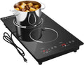 12' Induction Cooktop, Double Induction Cooktop 2 Burner 110v-120v Electric Stove Top, Countertop and Built-in, 9 Power Levels, Child Lock, 120 Mins Timer