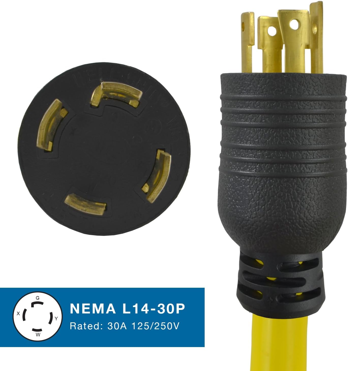 Conntek Transfer Switches Cord/Temp Power Cord, L14-30P 30-Amp 4 Prong Twist Lock Plug to CS6364 50-Amp Twist Lock Female