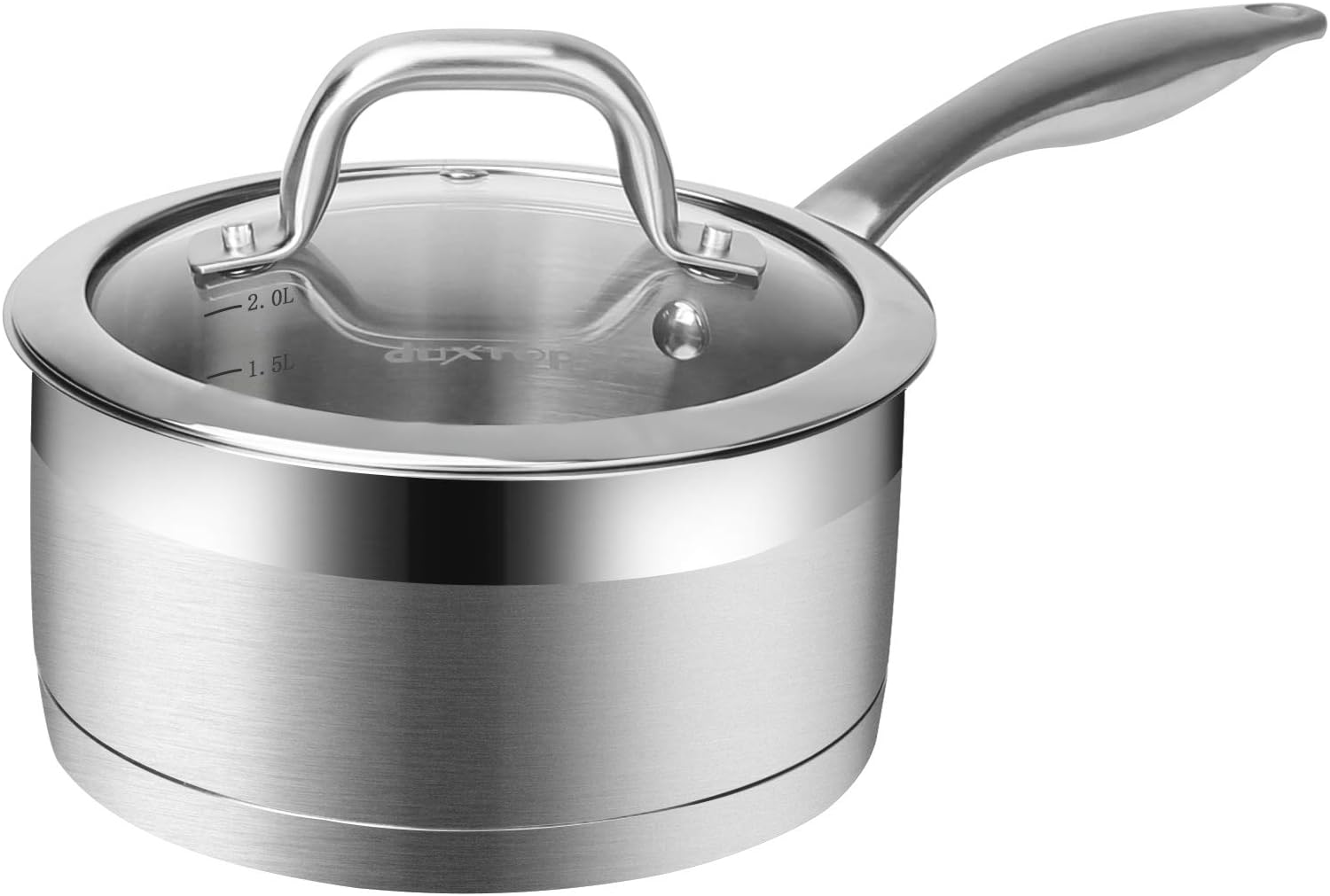Duxtop Portable Induction Cooktop, 1800 Watts, Silver 9600LS/BT-200DZ & Professional Stainless Steel Sauce Pan with Lid, Kitchen Cookware, Induction Pot with Impact-bonded Base Technology, 2.5 Quart