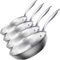 duxtop Tri-ply Stainless Steel Frying Pan with Stay-Cool Handle, Professional 8 inch Fry Pan with Induction Magnetic Bottom, Healthy Small Skillet, Dishwasher and Oven Safe | (Pack of 4)
