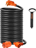 VEVOR 50FT 50 Amp RV Extension Cord, NEMA 14-50P to 14-50R, Heavy Duty STW 6/3+8/1 AWG Copper Wire, 125/250V Outdoor Power Cord for EV Charging RV Camper, 12500W, ETL Listed
