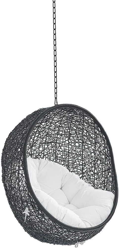 Modway EEI-3636-BLK-WHI Encase Swing Outdoor Patio Lounge Chair Without Stand, Black White, 43.5 x 40 x 125.5