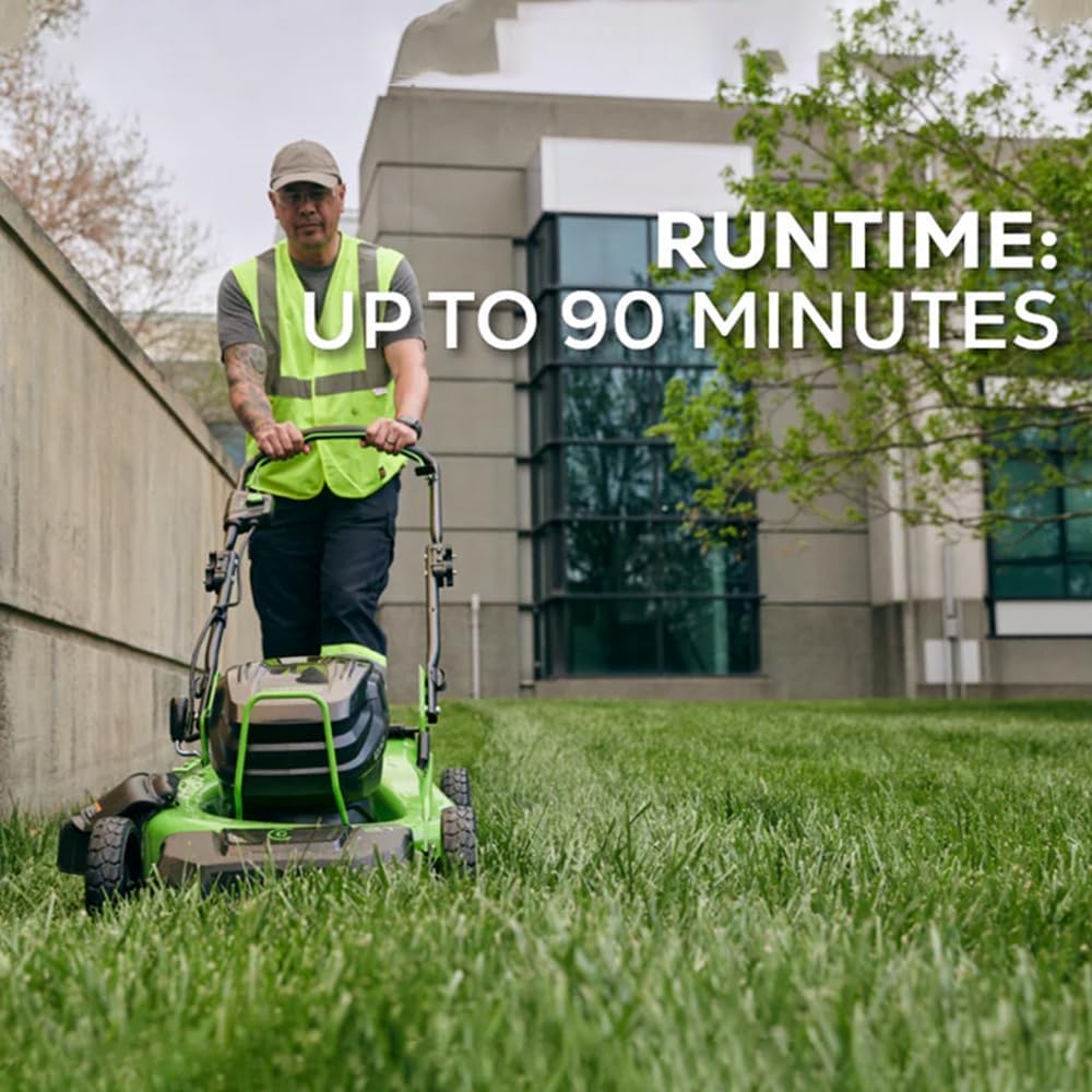 Greenworks 82V 21' Self-Propelled Lawn Mower, 8.0Ah Battery + Dual Port Charger