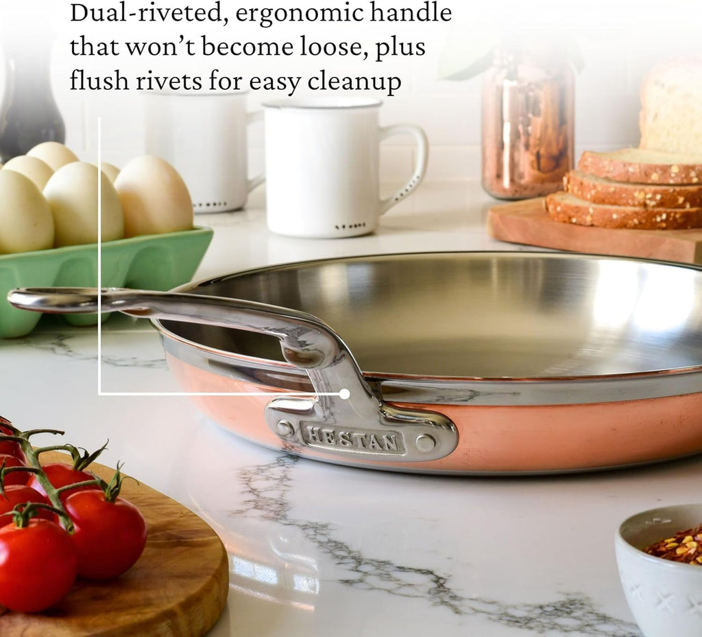Hestan - CopperBond Collection - 100% Pure Copper Frying Pan, Induction Cooktop Compatible, 12.5-Inch