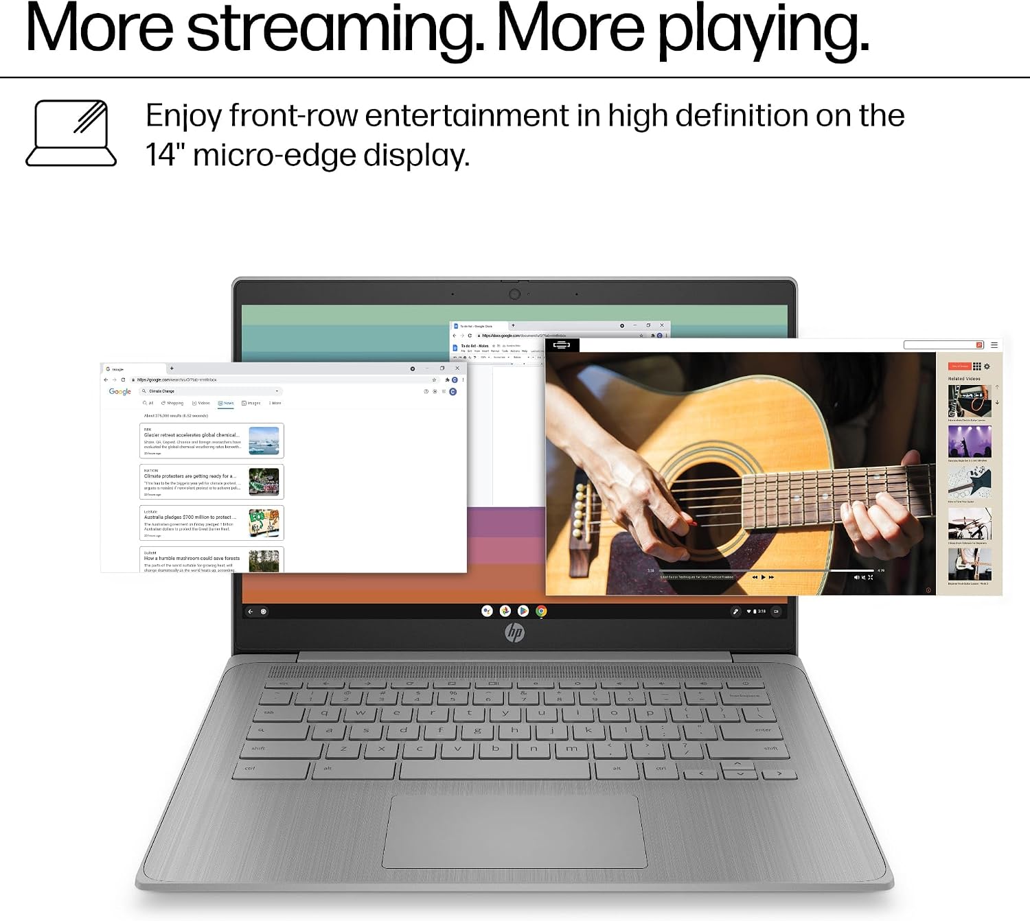 HP Chromebook 14 Laptop (14' Anti-glare, Intel 4-Core Celeron N4120, 4GB RAM, 128GB Storage (64GB+64GB SD)) for Home & Student, Lightweight, 14-Hr Battery Life, Webcam, Wi-Fi, IST HUB, Chrome OS, Grey