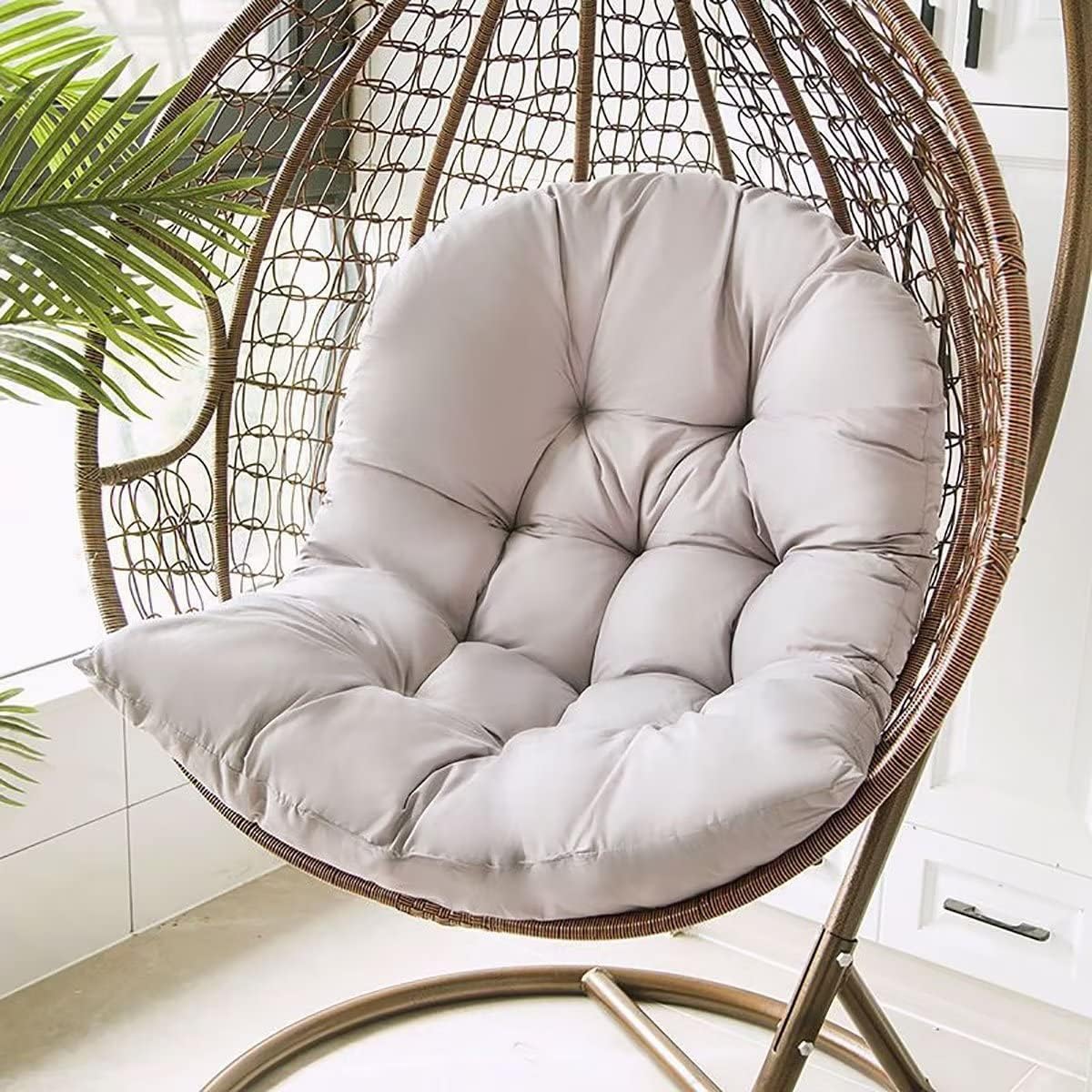 Waterproof Replacement for Egg Chair Cushion in Dark Coffee, Super Soft Rocking Egg Chair Cushion, Thickened Hanging Basket Chair Cushion for Indoor and Outdoor Use