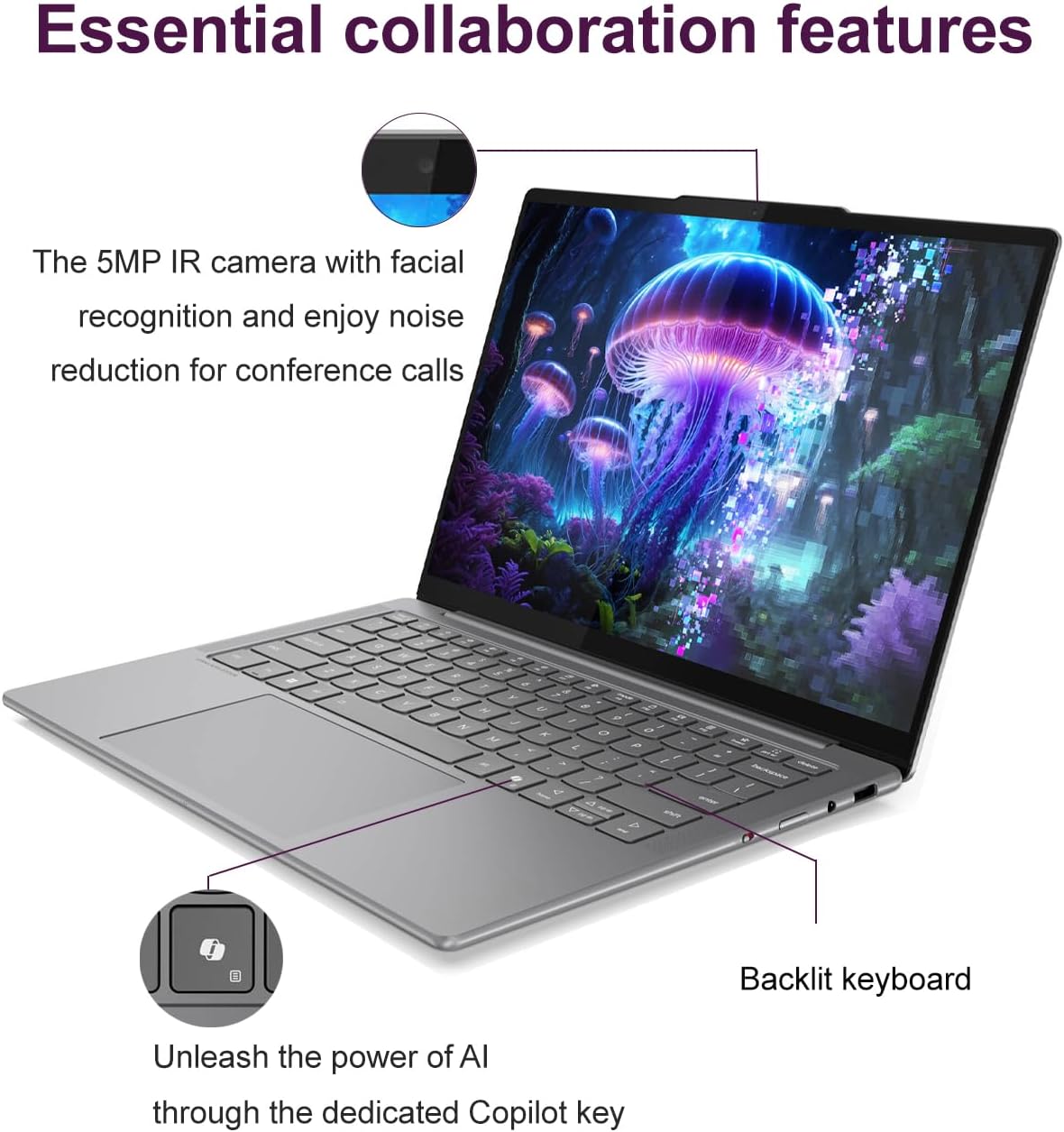 Lenovo Slim 7i Aura Edition AI Laptop (14' FHD+ OLED Touchscreen, Intel Core Ultra 7 258V, 32GB DDR5, 1TB SSD), Arc 140V GPU, Copilot+ PC, 17-Hr Battery Life, 5MP IR Webcam, Wi-Fi 7, Win 11 Home