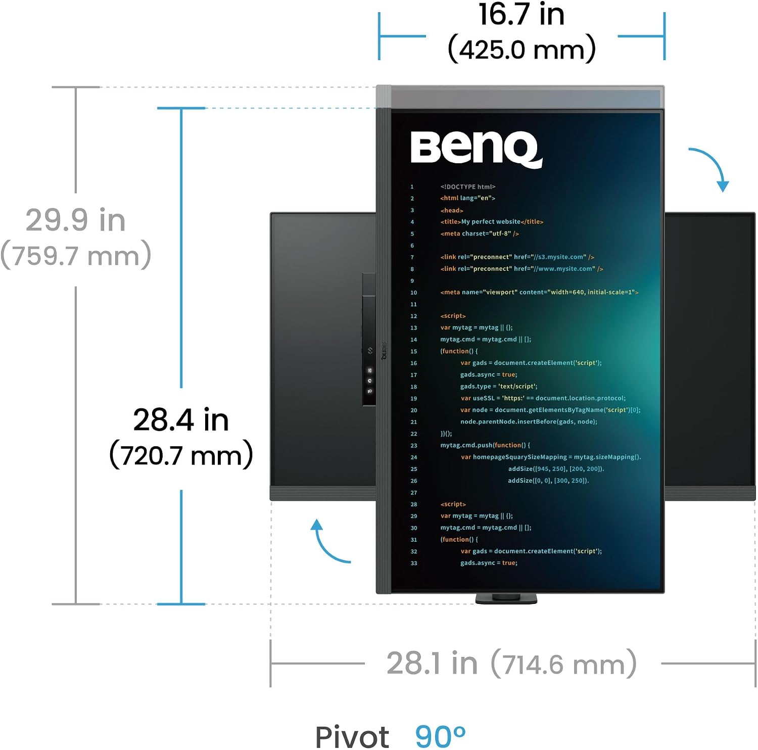 BenQ RD320UA 32' 4K 3840x2160 Programming Monitor with 2000:1 Contrast Ratio, Nano Matte Panel, MoonHalo, 90W USB-C, Coding Modes, Night Hours Protection, Ergonomic Stand, and Eye-Care Technology