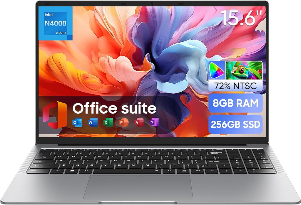 EYY 15.6' Laptop Computer, Win 11 Laptops with 8GB RAM 256GB SSD, Celeron N4000 Processor, 100% sRGB Screen, for Business, Student & Everyday Tasks, 5000mAh Battery, Dual Band WiFi