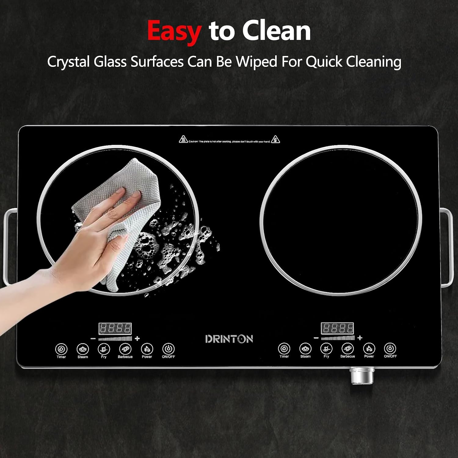 2 Burner Electric Cooktop, 2200W+2200W 110V Electric Double Burner with 3H Timer, Adjustable Temperature for Countertop Cooking, Portable Stove Top Infrared Cooker, Compatible for All Cookware
