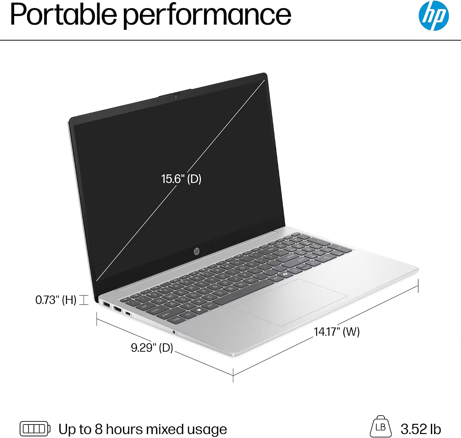 HP Laptop 2025 Flagship Business Ultra Slim, Lifetime Office, AI-Powered,15.6' HD, 8-Core Intel i3, 16GB RAM, 628GB Storage (128GB UFS+500GB Ext), Wi-Fi 6, Copilot Key, HubxcelAccessory, Win 11 Pro