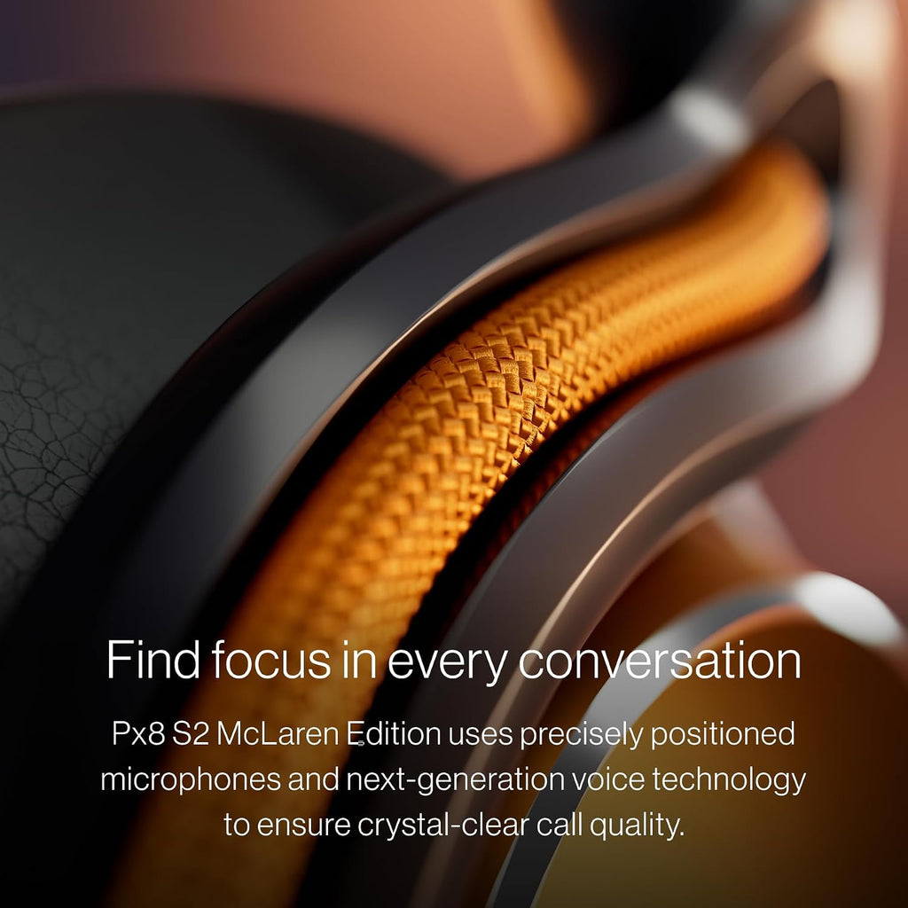 Bowers & Wilkins Px8 S2 McLaren Edition Wireless Over-Ear Headphones, Noise Cancelling Bluetooth Headphones, aptX Lossless, Memory Foam Ear Cushions, High-Resolution Audio, All-Day Comfort