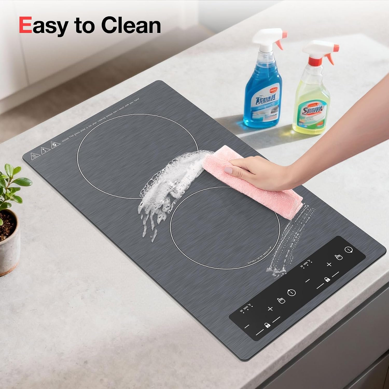 Double Induction Cooktop 110v-120v, GTKZW 2300W Electric Cooktop 20 inch Hot Plate Electric Stove Top with Plug in, Built-in and Countertop, 9 Power Levels, Timer & Safety Lock