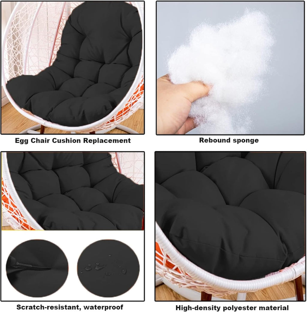 Thicken Soft Hanging Egg Chair Cushion Cover, Sun-Resistant Chair Pads Cover Replacement for Garden Outdoor Indoor Patio, PP Cotton Egg Chair Cushion(Light Blue)