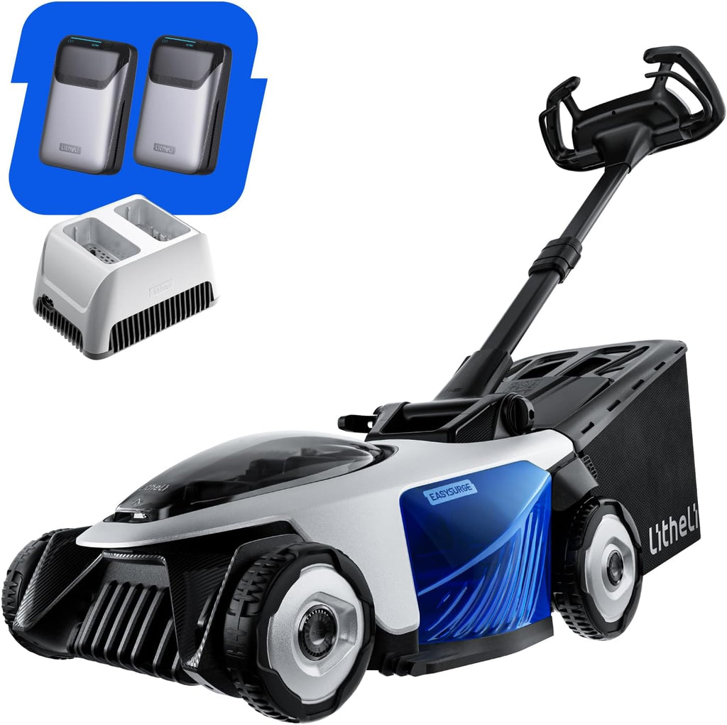 Electric Lawn Mower, Self-propelled Lawn Mower Cordless 40V(2x20V) 18.5' Brushless Mower with Electric Cutting Height Adjustment, Higher Rotation Speed, 2 x 4.0Ah Battery and Rapid Charge Included