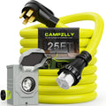50 Amp Generator Cord 25FT and Power Inlet Box, NEMA 14-50P Male to SS2-50R 125/250V Twist Lock Connector With Pre-Drilled NEMA SS2-50P Inlet Box for House, ETL Listed