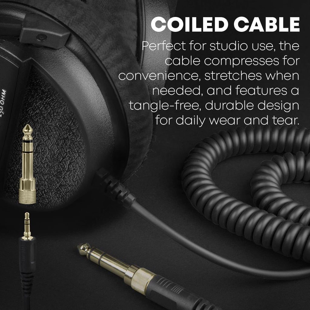 beyerdynamic DT 770 PRO, 250 Ohm, Closed Back, Over Ear, Wired Professional Studio Headphones, Audio Monitors, Audiophile, 3m Coiled Cable, Black with Limited Edition Black Velour Ear Pads