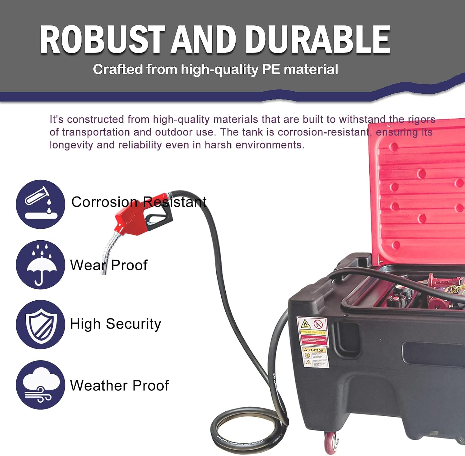 40 Gallon Fuel Transfer Tank with Detachable Wheels for Cars, Motorcycles & Boats, Holds Gasoline & Diesel, 12GPM 12V DC Fuel Transfer Pump & Manual Fueling Nozzle for Lawn Mowers & Snowblowers