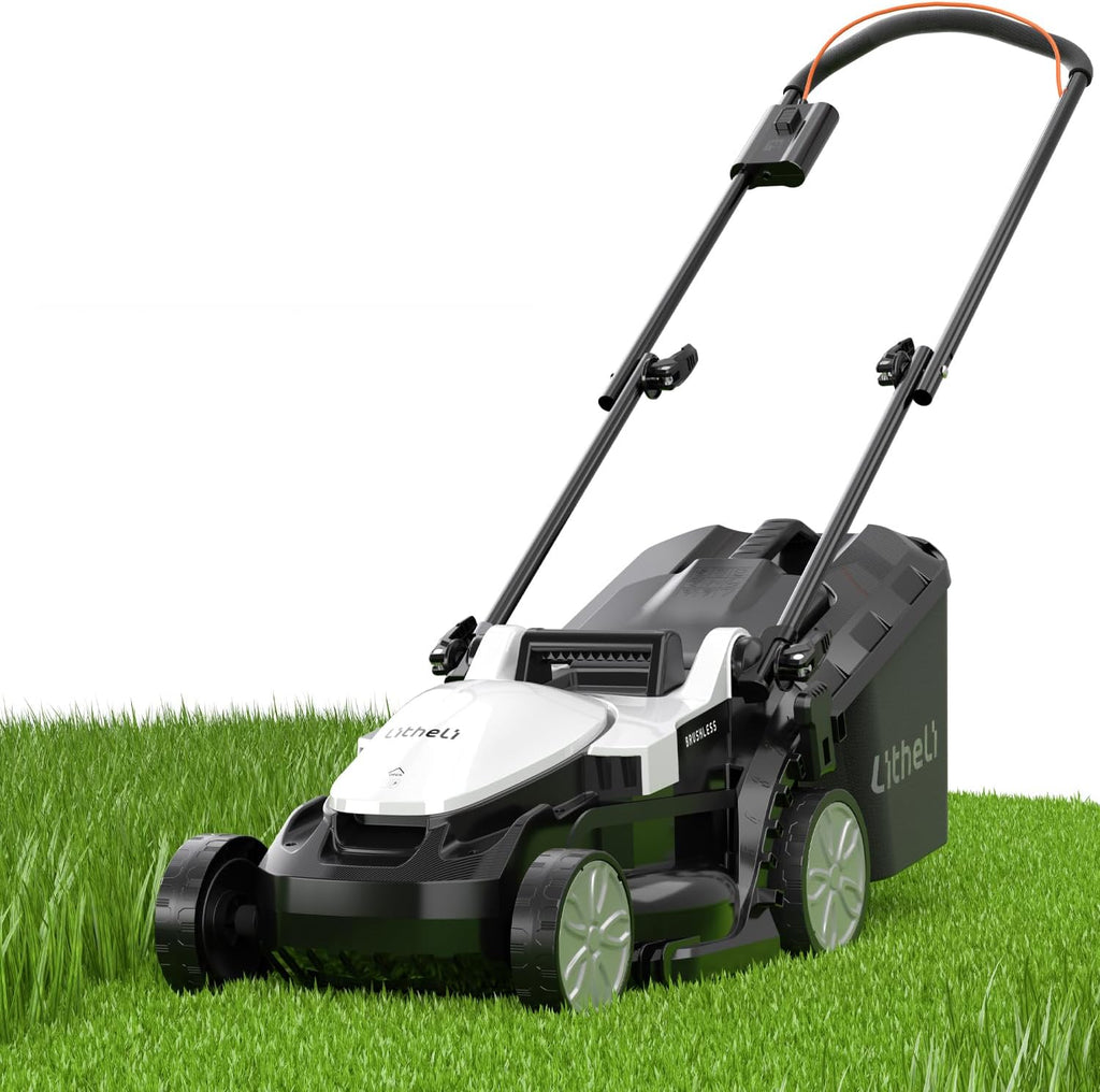Litheli Electric Lawn Mower Cordless,Grass Cutter Machine for 1600 Sq.Ft.Lawnmower with Brushless Motor,13.1' Cutting Width,8 Gallon Capacity,Cutting Height from 1 to 2.5 in（Without Battery）