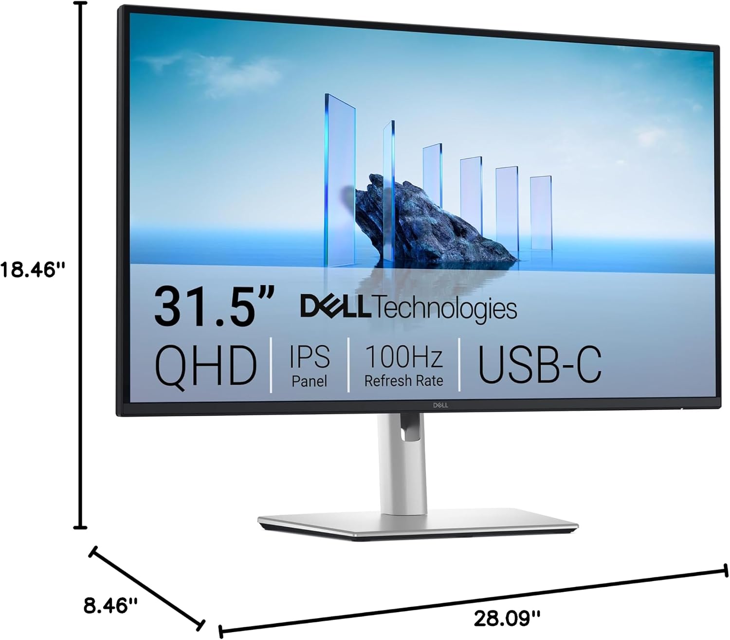 Dell Pro 32 Plus QHD USB-C Hub Monitor P3225DE - 31.5-inch QHD (2560x1440) 100Hz 8ms Display, USB-C/HDMI/DisplayPort Connectivity, Height/Swivel/Pivot/Tilt Adjustment, 4 Star TÜV Eye Comfort - Black