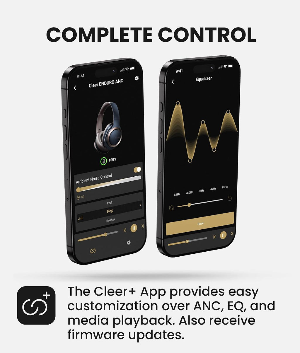 Cleer Enduro ANC Noise Cancelling Over the Ear Bluetooth Headphones with Mic, 60 Hrs Playtime, Noise Canceling, Ambient EQ Modes, Hi-Res Audio, Deep Bass, Multi-Point Connect, Bluetooth 5.0, Dark Navy